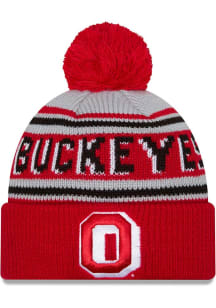 New Era Ohio State Buckeyes Red Evergreen JR Cuff Pom Youth Knit Hat