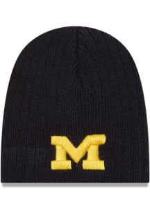 New Era Michigan Wolverines Evergreen Mini Fan Baby Knit Hat - Blue