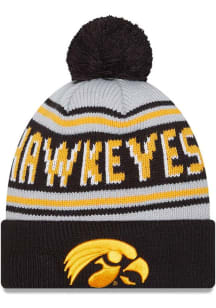 New Era Iowa Hawkeyes Black Evergreen Cuff Pom Mens Knit Hat