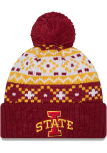 New Era Iowa State Cyclones Cardinal Nostalgia Cuff Pom Mens Knit Hat
