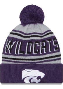 New Era K-State Wildcats Purple Evergreen Cuff Pom Mens Knit Hat