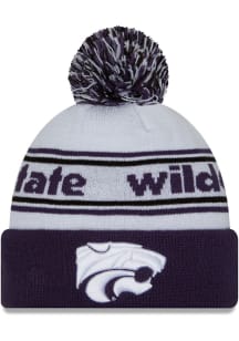 New Era K-State Wildcats White Banded Cuff Pom Mens Knit Hat