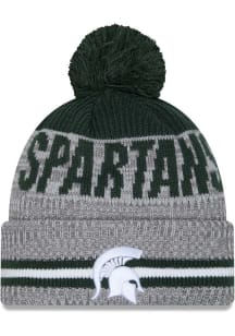 New Era Michigan State Spartans Grey Runner Cuff Pom Mens Knit Hat