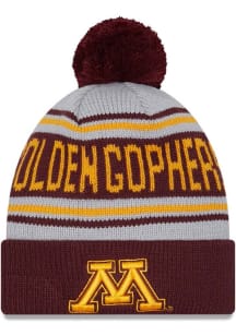 New Era Minnesota Golden Gophers Maroon Evergreen Cuff Pom Mens Knit Hat