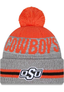 New Era Oklahoma State Cowboys Grey Runner Cuff Pom Mens Knit Hat