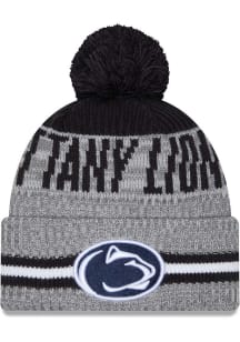 New Era Penn State Nittany Lions Grey Runner Cuff Pom Mens Knit Hat