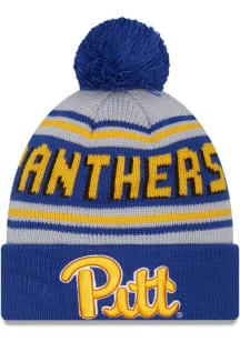 New Era Pitt Panthers Blue Evergreen Cuff Pom Mens Knit Hat
