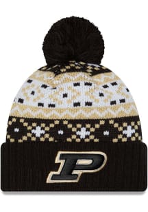 New Era Purdue Boilermakers Black Nostalgia Cuff Pom Mens Knit Hat
