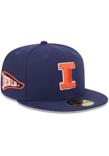 New Era Illinois Fighting Illini Mens Navy Blue Pennant 59FIFTY Fitted Hat