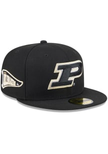 New Era Purdue Boilermakers Mens Black Pennant 59FIFTY Fitted Hat