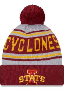New Era Iowa State Cyclones Cardinal Evergreen Cuff Pom Mens Knit Hat