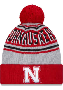 New Era Nebraska Cornhuskers Red Evergreen Cuff Pom Mens Knit Hat