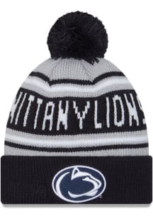 New Era Penn State Nittany Lions Navy Blue Evergreen Cuff Pom Mens Knit Hat