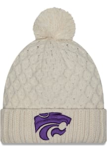 New Era K-State Wildcats White Chunky Cuff Pom Womens Knit Hat