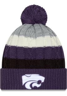 New Era K-State Wildcats Purple Cabled Cuff Pom Womens Knit Hat