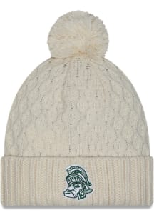 New Era Michigan State Spartans White Chunky Cuff Pom Womens Knit Hat
