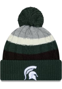 New Era Michigan State Spartans Green Cabled Cuff Pom Womens Knit Hat