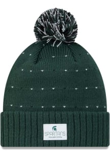 New Era Michigan State Spartans Green Labeled Cuff Pom Womens Knit Hat