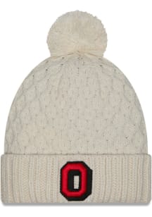 New Era Ohio State Buckeyes White Chunky Cuff Pom Womens Knit Hat