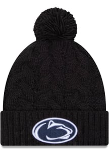 New Era Penn State Nittany Lions Navy Blue Cabled Color Cuff Pom Womens Knit Hat