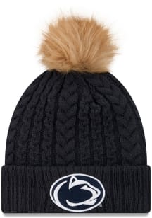 New Era Penn State Nittany Lions Navy Blue Luxe Cuff Pom Womens Knit Hat