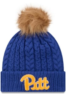 New Era Pitt Panthers Blue Luxe Cuff Pom Womens Knit Hat