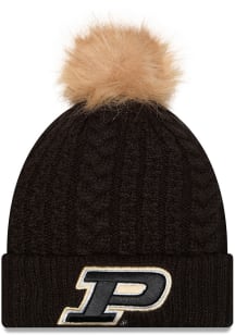 New Era Purdue Boilermakers Grey Luxe Cuff Pom Womens Knit Hat