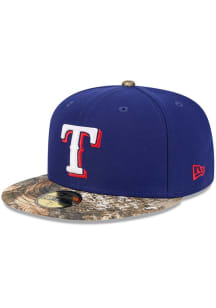 New Era Texas Rangers Mens Blue Camo Visor 59FIFTY Fitted Hat