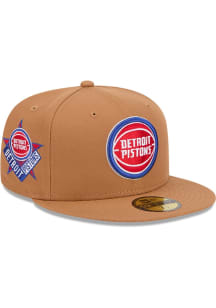 New Era Detroit Pistons Mens Tan Color Pack OTC Logo 59FIFTY Fitted Hat
