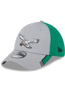 New Era Philadelphia Eagles Mens Grey Visor Trim 39THIRTY Flex Hat
