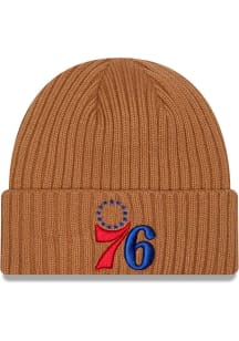 New Era Philadelphia 76ers Brown Color Pack OTC Logo Cuff Mens Knit Hat