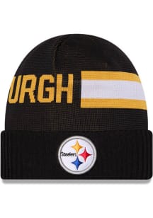 New Era Pittsburgh Steelers Black 2024 Sideline Tech Mens Knit Hat