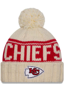 New Era Kansas City Chiefs White 2024 Sideline W Cuff Pom Logo Womens Knit Hat