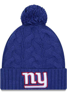 New Era New York Giants Blue Cabled Cuff Pom Womens Knit Hat