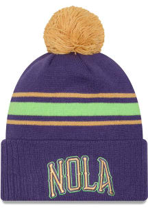 New Era New Orleans Pelicans Purple 2024 NBA City Edition 9SEVENTY Design Mens Knit Hat