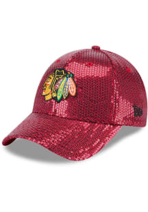 New Era Chicago Blackhawks Red Sequin 9FORTY Womens Adjustable Hat