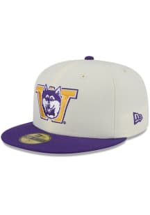 New Era Washington Huskies Mens White 2T Evergreen 59FIFTY Fitted Hat