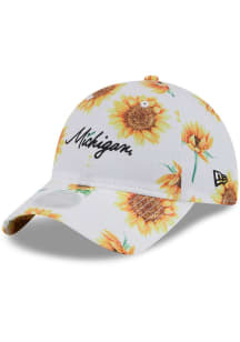 New Era Michigan Wolverines White Sunflower 9TWENTY Womens Adjustable Hat