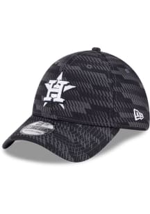 New Era Houston Astros Mens Black 2025 Clubhouse CW Black 39THIRTY Flex Hat