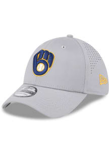 New Era Milwaukee Brewers Mens Yellow Mid Perf 39THIRTY Flex Hat
