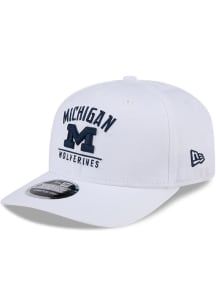 New Era Michigan Wolverines Team Wordmark & Logo Stretch 9SEVENTY Adjustable Hat - White