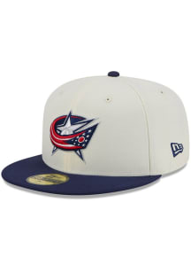 New Era Columbus Blue Jackets Mens White 2T Evergreen 59FIFTY Fitted Hat