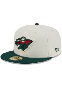New Era Minnesota Wild Mens White 2T Evergreen 59FIFTY Fitted Hat