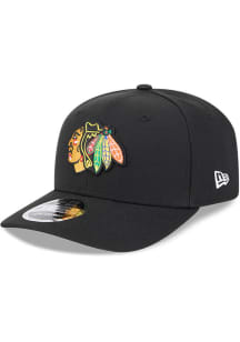 New Era Chicago Blackhawks 9SEVENTY Stretch Snap Adjustable Hat - Black