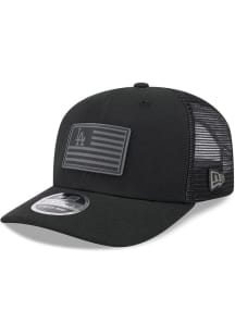New Era Los Angeles Dodgers Flag Trucker 9SEVENTY Adjustable Hat - Black