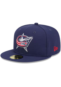 New Era Columbus Blue Jackets Mens Blue 59FIFTY Polyester Fit Fitted Hat