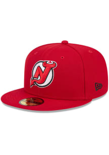 New Era New Jersey Devils Mens Red 59FIFTY Polyester Fit Fitted Hat