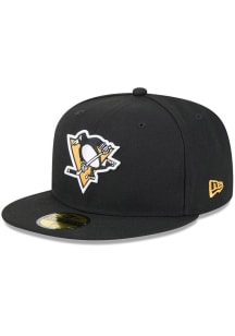 New Era Pittsburgh Penguins Mens Black 59FIFTY Polyester Fit Fitted Hat