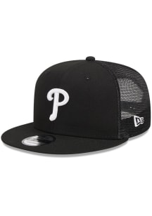 New Era Philadelphia Phillies Black Tonal Evergreen Trucker 9FIFTY Mens Snapback Hat