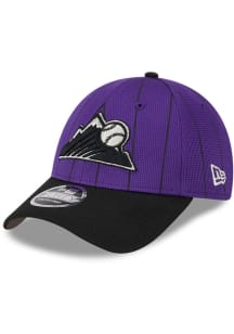 New Era Colorado Rockies 2025 Batting Practice Stretch  9FORTY Adjustable Hat - Purple